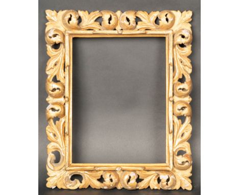 Florentine Frame , wood curved with open work, original gilding, 19th Century. Picture size 32 x 24 cm  total size  43 x 35 c
