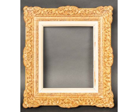 Gallery Frame , Curved bar with Roccoco ornaments, extended decorations, white inner bar , paper label by E. A. Drouant  . Pi