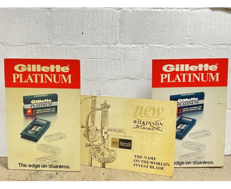 Vintage advertising,&nbsp;a mixed group of barber shop counter-top or point-of-sale advertising comprising three easel back c