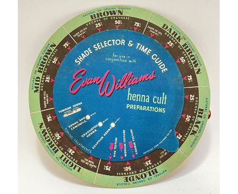 A vintage Evan Williams rotating shade selector hanging chart,(cardboard, w- 28cm)