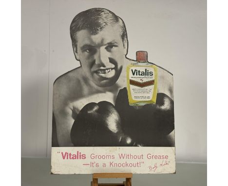 A Vintage Barber Shop Score Advertising sign for - The Clean Hair Cream (63cmx72cm) together with a Vitalis with Billy Walker