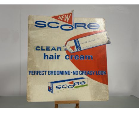 A Vintage Score Advertising sign for - The Clear Hair Cream for men on cardboard. (59cmx50.5cm)