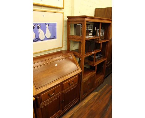 Chinese redwood open shelf unit and Chinese redwood two door bureau