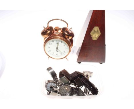 Eurastyle alarm clock, Haelzelmetronome and box of watches