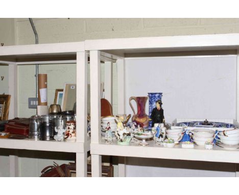 Oriental hors-d'oeuvre dish, Royal Worcester 'April' and Continental figures. pewter tankards, various china, collectables, s