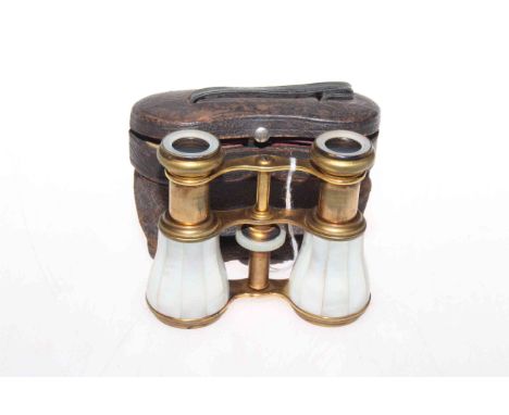Vintage mother-of-pearl opera glasses, cased