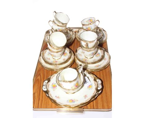Royal Albert Crown china floral design tea service (one cup missing)
