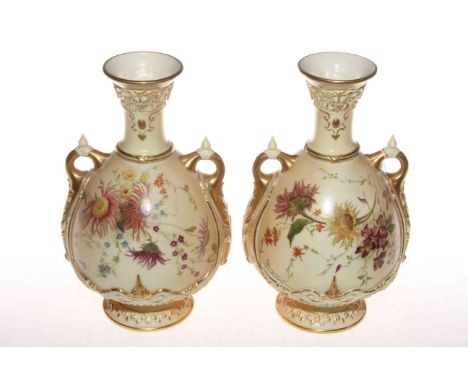 Pair of Royal Worcester blush ivory vases, no's 1553