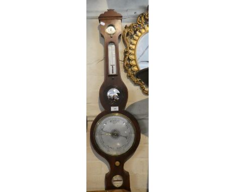 A 19th Century Mahogany Wheel Barometer by L Monaster, Darlington, with Hygrometer and Thermometer (Not Working) 