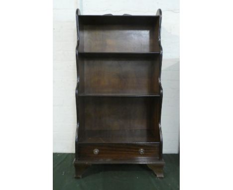 A Mid 20th Century Mahogany Three Shelf Open Bookcase with Galleried Back and Base Drawer, 56.5cm Wide 