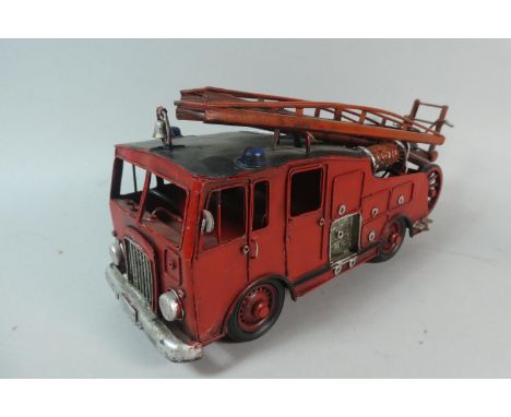 A Modern Reproduction Tin Plate Model of a Vintage Fire Engine, 32cm Long 