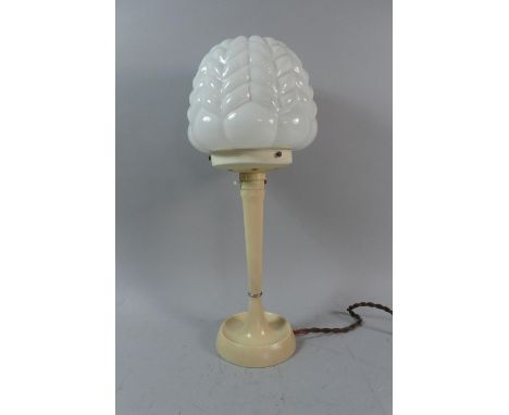 An Art Deco Bakelite Tapering Table Lamp with Opaque White Glass Shade, 42.5cm High 