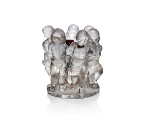 Lalique LUXEMBOURG CENTREPIECES,  NOS 11619 and 11620 designed 1945clear and frostedengraved Lalique France, applied label CR