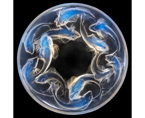 René Lalique (French 1860-1945) MARTIGUES BOWL, NO. 377 designed 1920opalescentmoulded R. LALIQUEDimensions:36.2cm (14 1/4in)