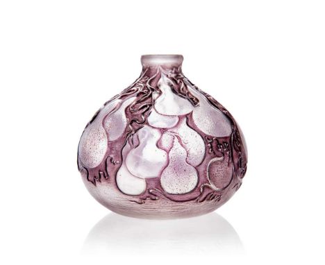 René Lalique (French 1860-1945) COURGES VASE, NO. 900 designed 1914clear, frosted and deep amethyst stainedintaglio LALIQUEDi