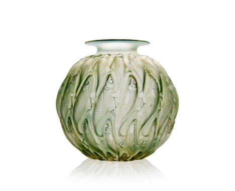 ‡ René Lalique (French 1860-1945) MARISA VASE, NO. 1002 designed 1927clear, frosted and green stainedengraved R. Lalique Fran