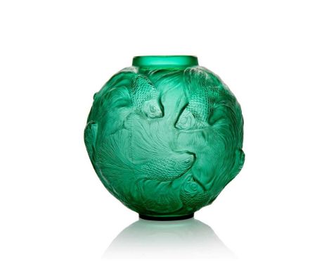 René Lalique (French 1860-1945) FORMOSE VASE, NO. 934 designed 1924green, and white stainedstencilled R. LALIQUEDimensions:16