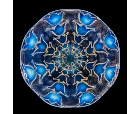 ‡ René Lalique (French 1860-1945) CAMPANULES BOWL / PLATE, NO. 10-379 designed 1932opalescentstencilled R. LALIQUE FRANCEDime