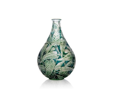 René Lalique (French 1860-1945) SAUGE VASE, NO. 935 designed 1923clear, frosted and green stainedmoulded R. LALIQUEDimensions