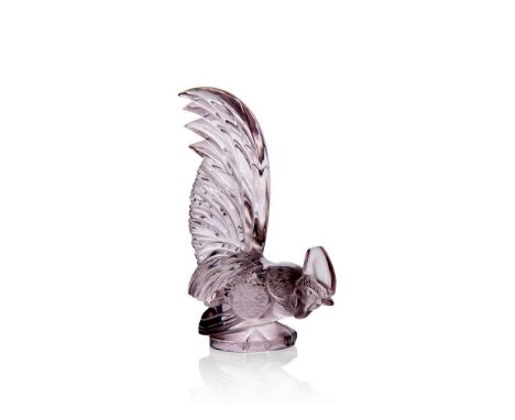 ‡ René Lalique (French 1860-1945) COQ NAIN CAR MASCOT, NO. 1135 designed 1928clear and frostedmoulded R. LALIQUE, wheel-engra