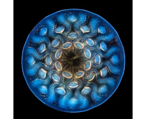 ‡ René Lalique (French 1860-1945) TWO BULBES PLATES, NO. 2, NO. 10-3037 designed 1935opalescentstencilled R. LALIQUE FRANCE D