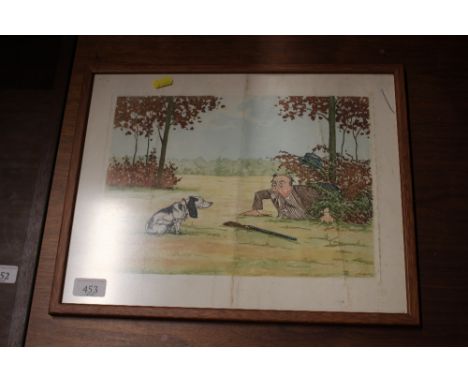 A pencil signed humorous hunting print 