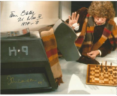 Doctor Who Multi Signed 8x10 Photo Signed By Doctor Who's Assistant John Leeson Who Played K-9 And Tom Baker. Good Condition.
