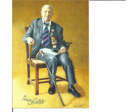 Harry Patch WWI soldier signed 5x3 postcard featuring a drawing of great drawing of Patch. This was signed in February 2008. 