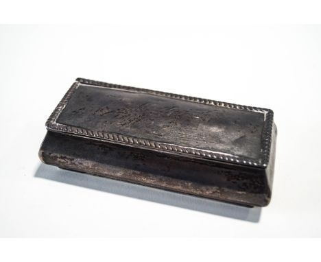 A late Victorian silver box, Sheffield 1897, of rectangular form, with a hinged lid, 11 cm long, 83 g (2.6 troy ozs) gross