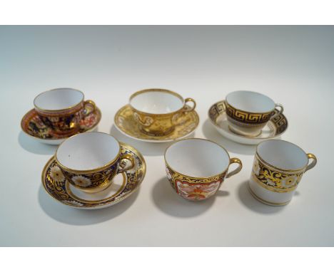 A quantity of early 19th Century Spode tea wares, comprising teacup and saucer with Greek Key design, pattern no 742, a teacu