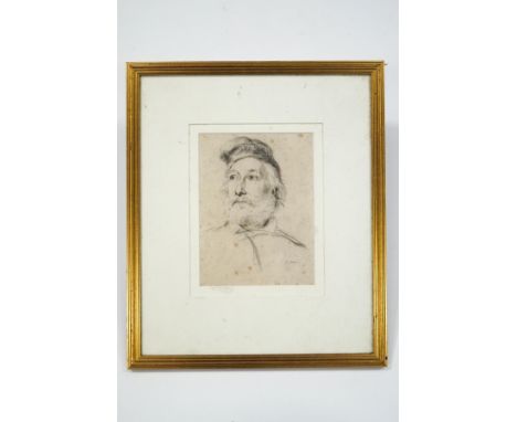 Attributed to Augustus John (1878-1961)Portrait of a man wearing a hatcharcoalbears signature lower right15cm x 23cm