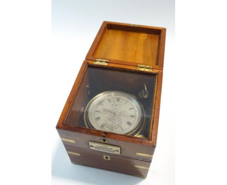 A 19th Marine Chronometer, the silvered dial signed John Bruce & Sons, makers to the Admiralty, 50, Castle Street, Liverpool,