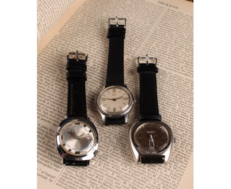 A 1970s Richmond Automatic wristwatch, chocolate dial, block baton markers, vertical day date aperture at 6 position, white c