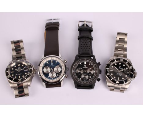 Watches - Pagani Design automatic watch black dial stainless steel cased wristwatch, marked 10bar 100m, with guarantee card, 