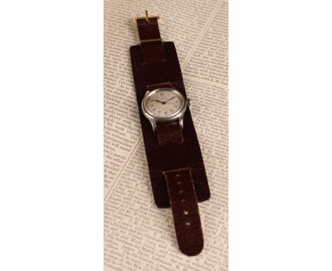 Omega - a 1930s Naiad Medicus or Doctors measure wristwatch, 30.5mm stainless steel case, silver dial, Arabic numerals, centr