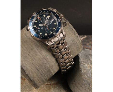 Omega  - a Seamaster professional Chromometer 300M 1000Ft automatic titanium cased wristwatch, Ref 178 0514, wavy blue dial, 