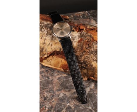 Omega  - a Seamaster de Ville stainless steel wristwatch, brushed silver dial, block baton markers, centre seconds, manual wi