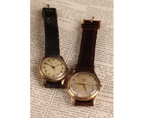 A Rotary incabloc wristwatch, 32mm diameter 9ct gold case, silvered dial, raised Arabic numerals and arrow baton markers, cen