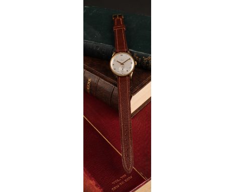 A Trebex 9ct gold cased wristwatch, brushed silver Dial, raised Arabic numerals, subsidiary seconds, minute track  Swiss 17 j