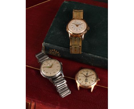 Watches - an unusual 1950s Diamond Watch Co H H The Aga Khan coronation Souvenir watch head, dated 1957, 32 mm diameter gold 