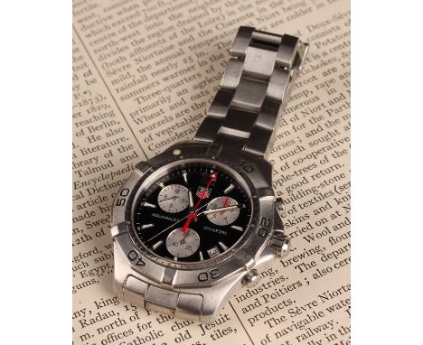 Tag Heuer - an Aquaracer 300m Chronograph quartz stainless steel wristwatch Ref CAF-1110, 42mm diameter case, black dial, thr