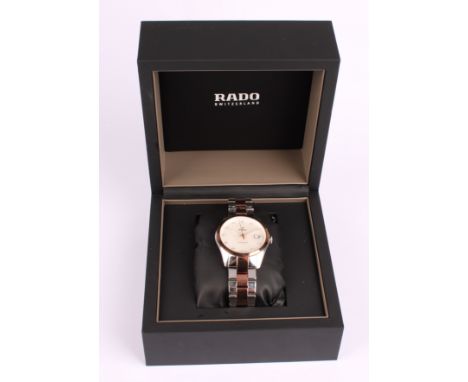 Rado - a Hyperchrome stainless steel and ceramic automatic wristwatch, mother of pearl dial, diamond baton markers, date aper