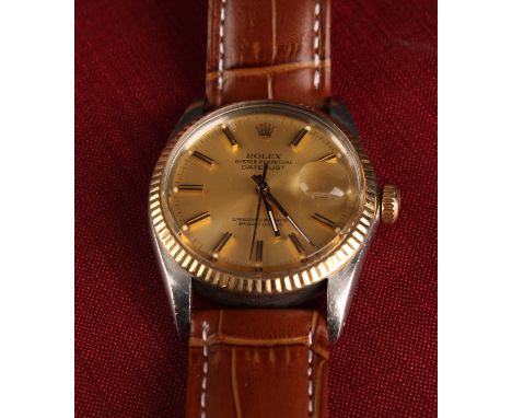 Rolex - 1980s Oyster perpetual datejust chronometer wristwatch, model 16013, 34mm diameter stainless steel and gold case, cha