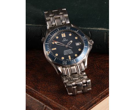 Omega - a Seamaster Professional Chronometer 300m/1000Ft stainless steel wristwatch, Ref 168 1603, wavy textured blue dial, d