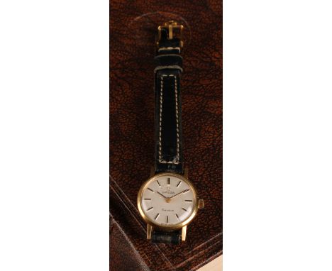 Omega - a ladies Genève 511.213 gold plated wristwatch, silver dial, block baton markers, 21mm diameter case, cal 620 manual 