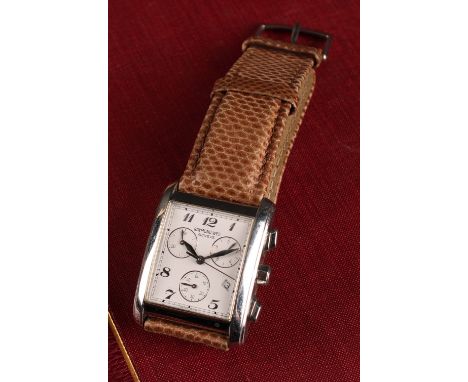 Raymond Weil - a gentlemen's Chronographic No.4873 tank-style wristwatch, white dial, Arabic numerals, date aperture and thre