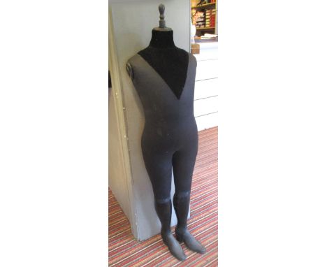 CHILDS MANNEQUIN, late 19th/early 20th century ebonised, black fabric and velvet, 127cm H x 31cm W. 