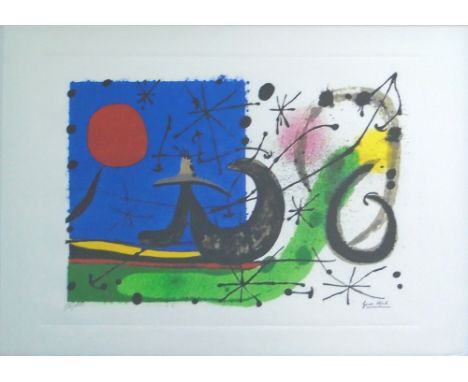 JOAN MIRO (1893-1983), lithograph printed in colours, 34cm H x 44cm L. 
