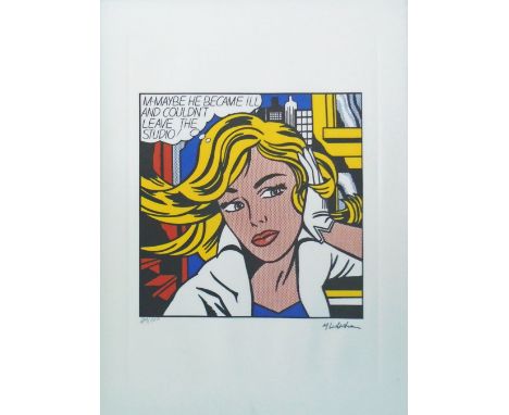 ROY LICHTENSTEIN (1923-1997), lithograph printed in colours, limited edition, 44cm H x 34cm L. 