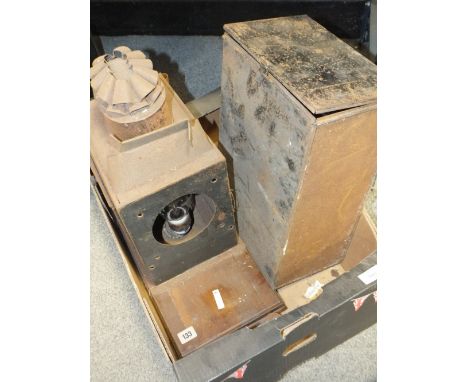 AN ANTIQUE MAGIC LANTERN BODY TOGETHER WITH ANOTHER (2) 